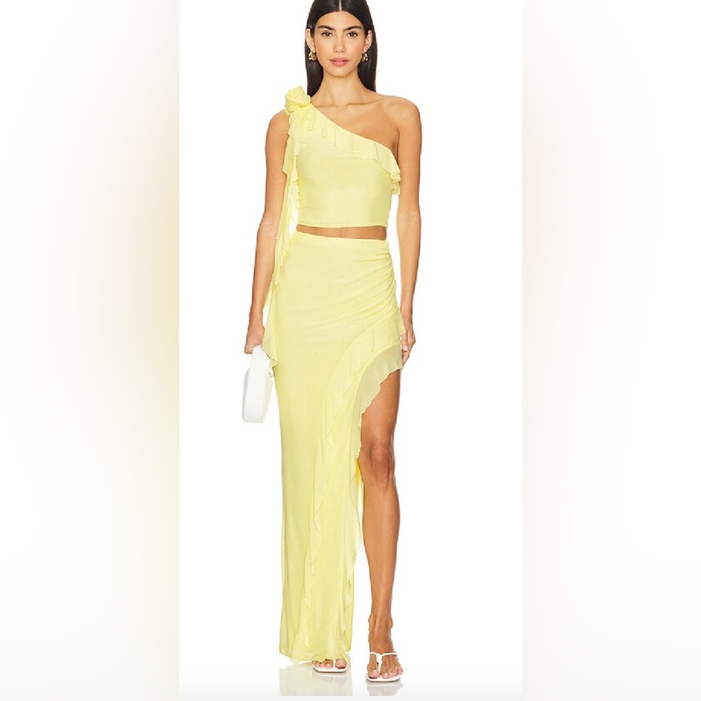 Revolve AFRM Butter Yellow Skirt + Top
